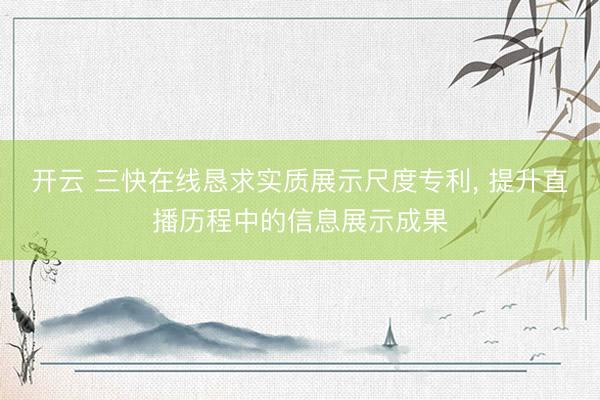 开云 三快在线恳求实质展示尺度专利, 提升直播历程中的信息展示成果