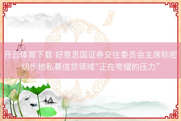 开云体育下载 好意思国证券交往委员会主席称密切步地私募信贷领域“正在夸耀的压力”